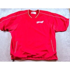Vtg Budweiser Red Pullover Windbreaker XL Embroidered Logo Beer Promo Jacket